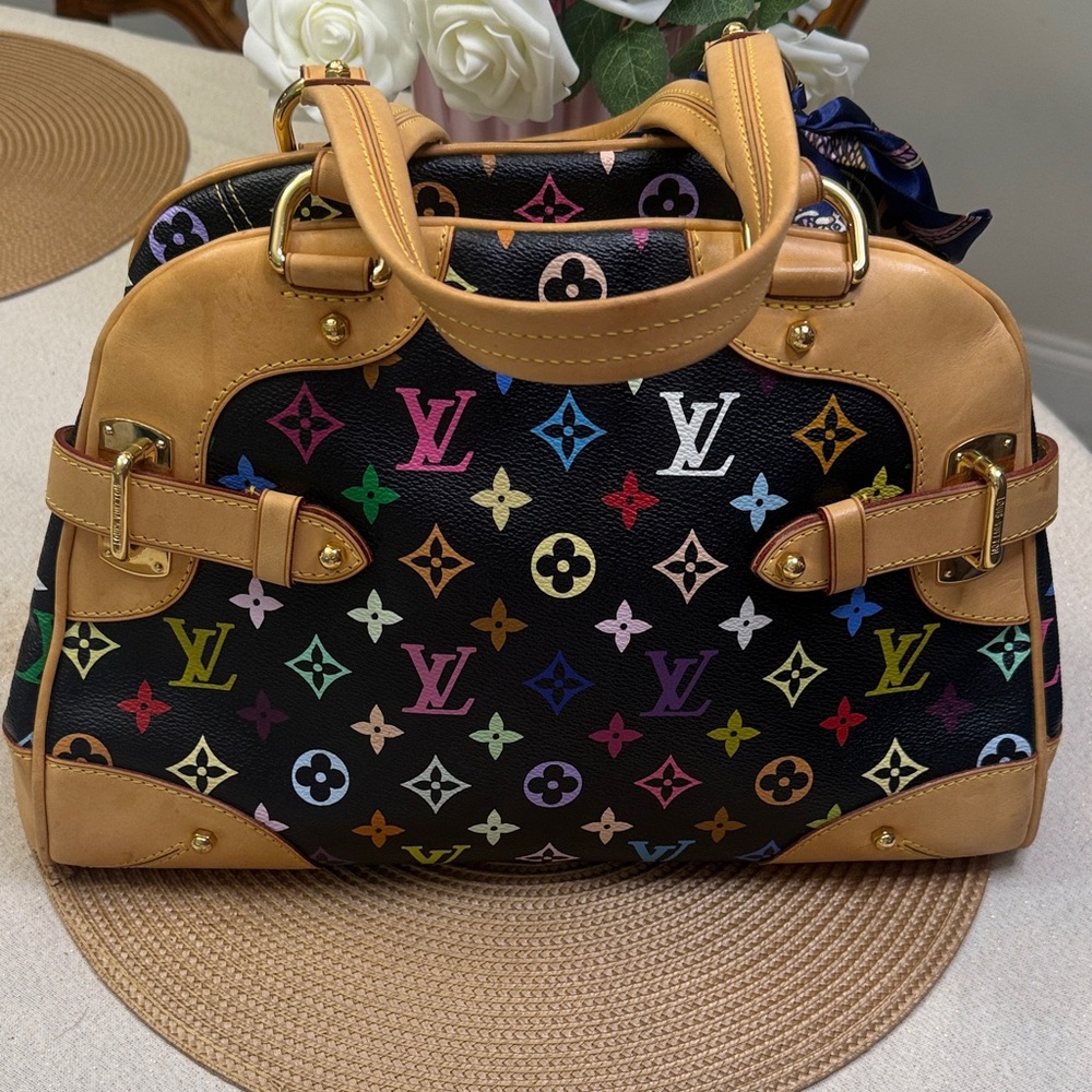 Louis Vuitton Authentic ๐ฏ Macadamia Black Multi Claudia Designer Women's Bag - Picture 3 of 17